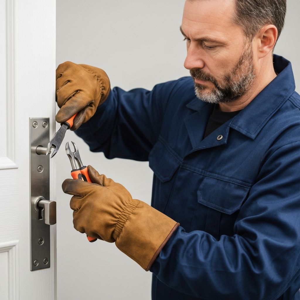 Professioneller Schlüsseldienst bei der Arbeit
